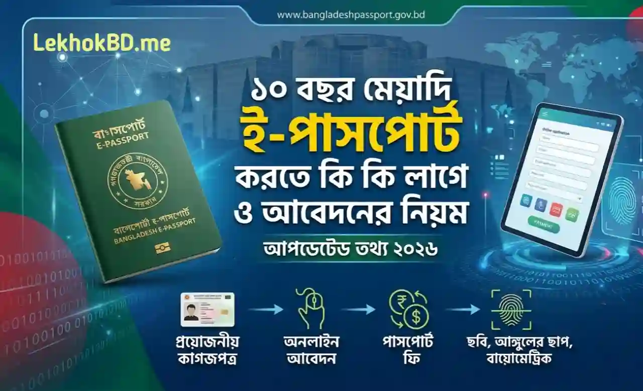 ১০ বছর মেয়াদি ই-পাসপোর্ট করতে কি কি লাগে